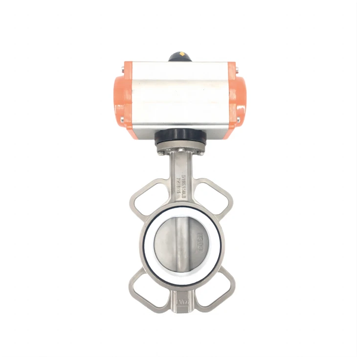 شیر پروانه ای PTFE ویفر استیل ضد زنگ پنوماتیک